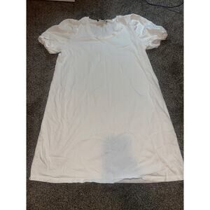 Lea & Viola White Short Puff Sleeve Cotton T Shirt Dress Size S